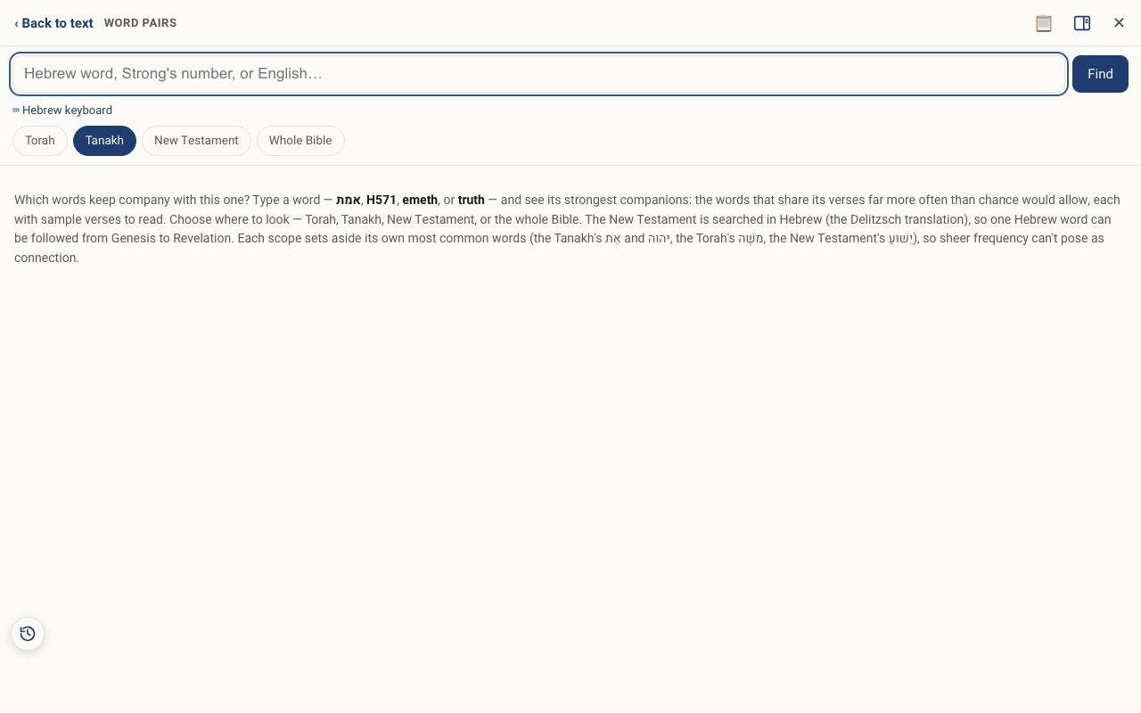 Word pairs with the search box and scope buttons
